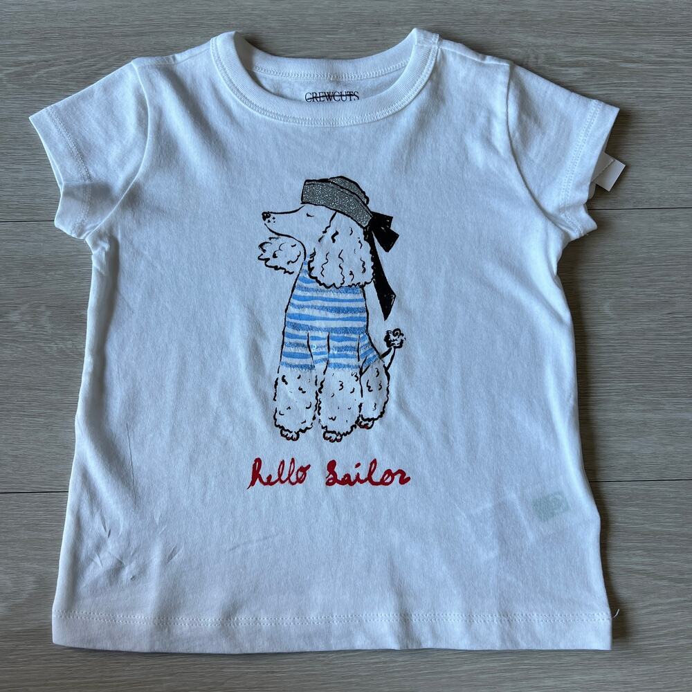 Crewcuts Flawed Kids Hello Sailor Puppy Tee XS 4-5 White FLAW DIY